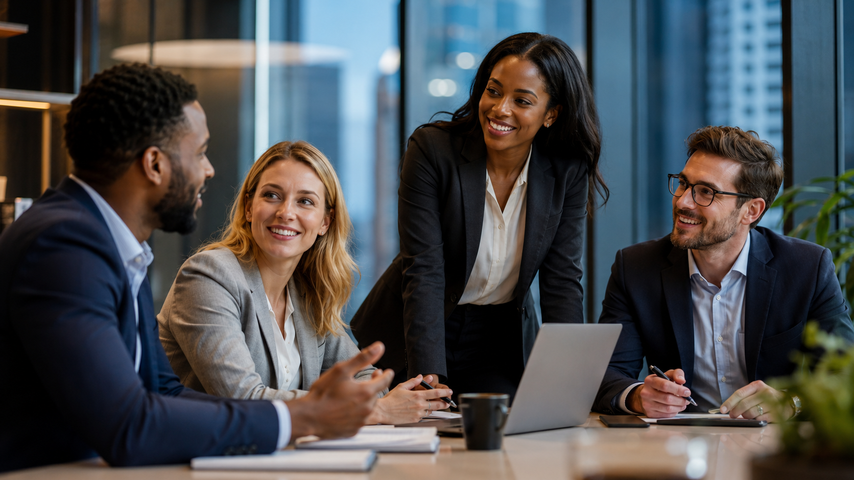 Diverse sales team in a strategic business meeting